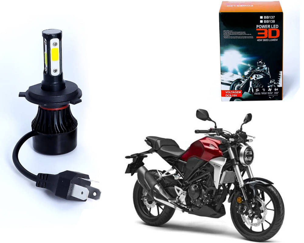     			M3 4 Side H4 LED Headlight Bulb with Cooling Fan Head Lamp Kit (40W, White) for Honda CB300R