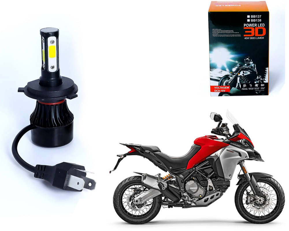     			M3 4 Side H4 LED Headlight Bulb with Cooling Fan Head Lamp Kit (40W, White)Ducati Multistrada 1200