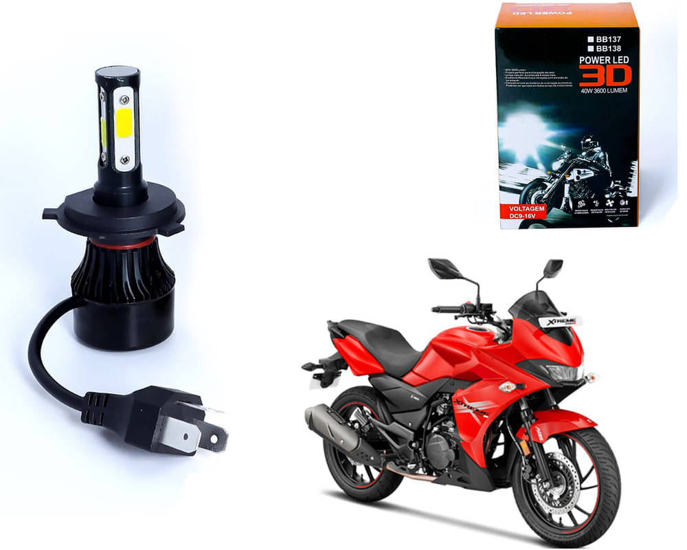     			M3 4 Side H4 LED Headlight Bulb with Cooling Fan Head Lamp Kit (40W, White) for Hero Xtreme 200S