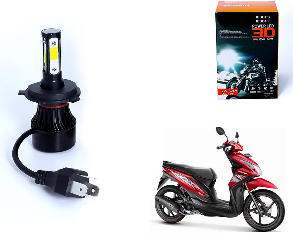     			M3 4 Side H4 LED Headlight Bulb with Cooling Fan Head Lamp Kit (40W, White) For - Honda Beat Fi