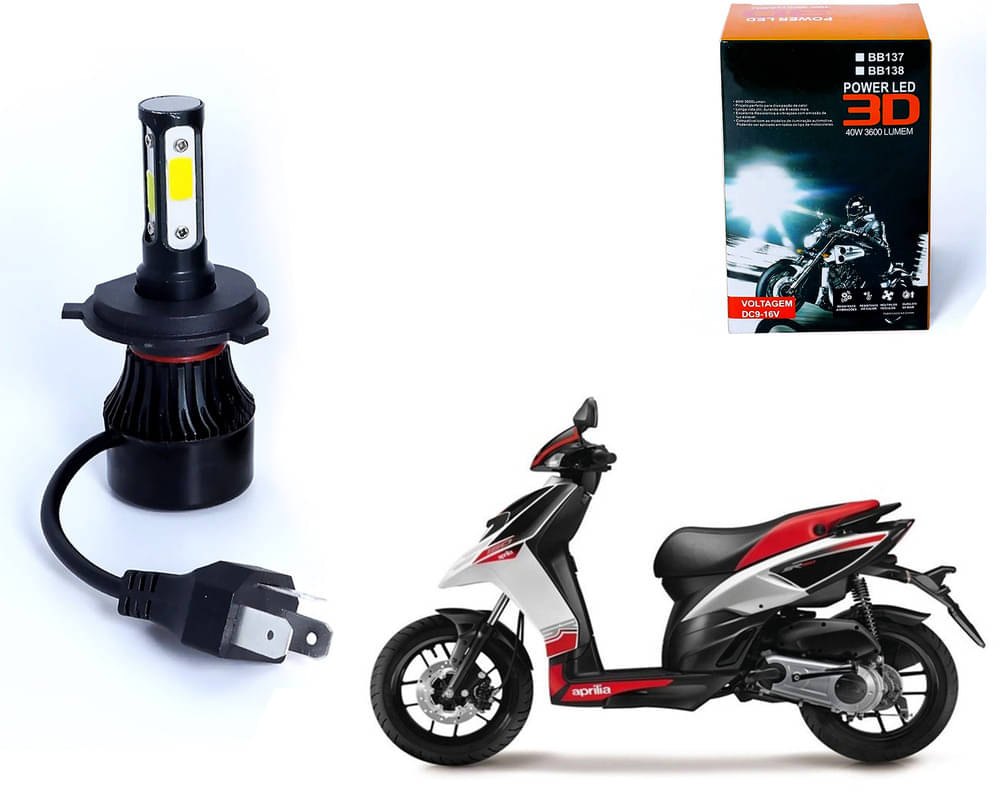     			M3 4 Side H4 LED Headlight Bulb with Cooling Fan Head Lamp Kit (40W, White) for Aprilia SR 150