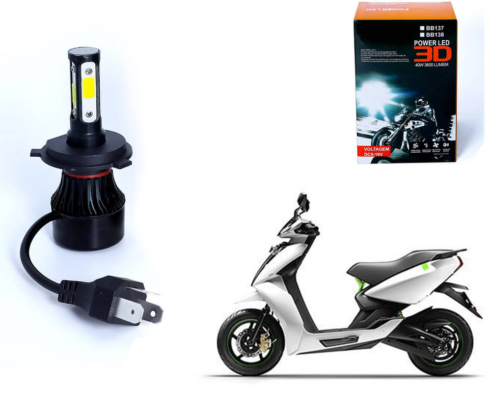     			M3 4 Side H4 LED Headlight Bulb with Cooling Fan Head Lamp Kit (40W, White) for Ather 450