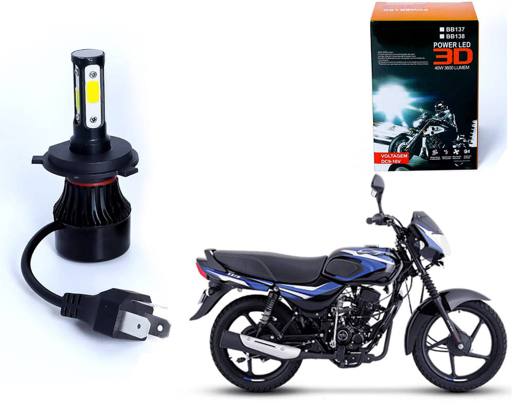     			M3 4 Side H4 LED Headlight Bulb with Cooling Fan Head Lamp Kit (40W, White) for Bajaj CT 110