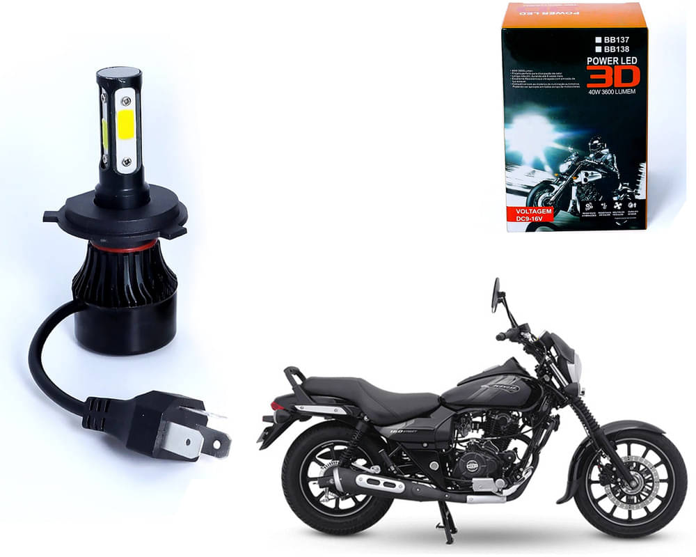     			M3 4 Side H4 LED Headlight Bulb with Cooling Fan Head Lamp Kit (40W, White)Bajaj Avenger Street 160