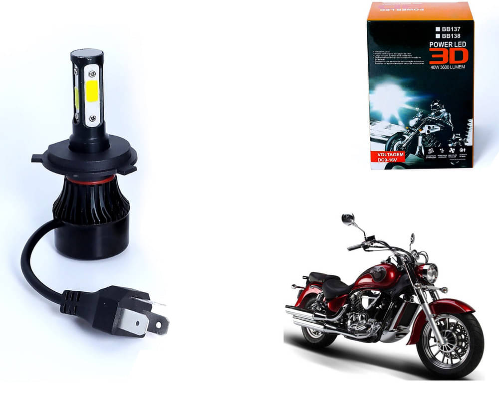     			M3 4 Side H4 LED Headlight Bulb with Cooling Fan Head Lamp Kit (40W, White) For - Hyosung ST7