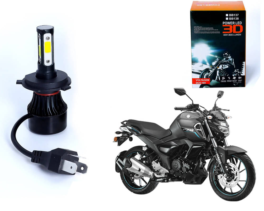     			M3 4 Side H4 LED Headlight Bulb with Cooling Fan Head Lamp Kit (40W, White) for Yamaha FZ S V3.0 FI