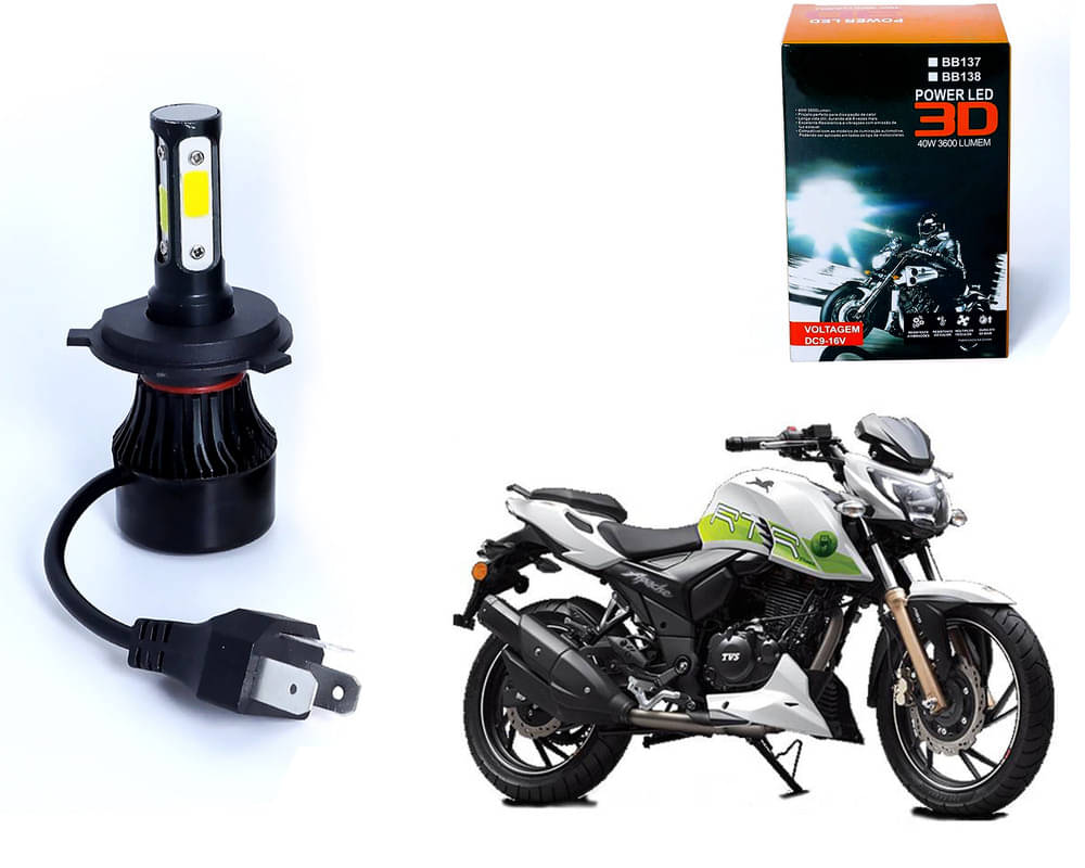     			M3 4 Side H4 LED Headlight Bulb with Cooling Fan Head Lamp Kit 40WTVS Apache RTR 200 FI E100