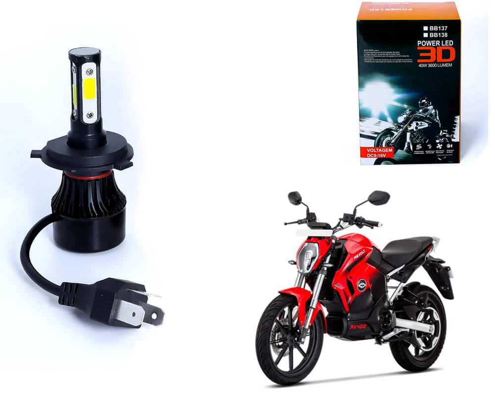     			M3 4 Side H4 LED Headlight Bulb with Cooling Fan Head Lamp Kit (40W, White) for Revolt RV400