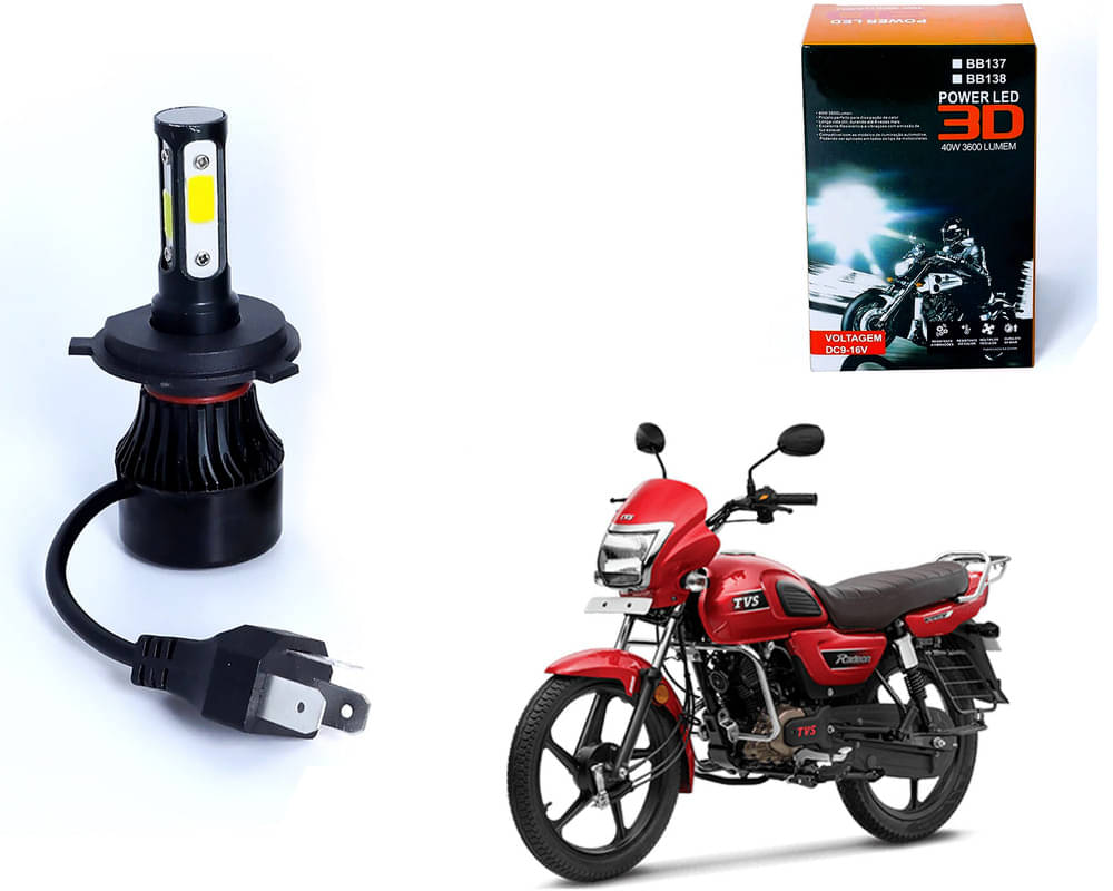     			M3 4 Side H4 LED Headlight Bulb with Cooling Fan Head Lamp Kit (40W, White) for TVS Radeon