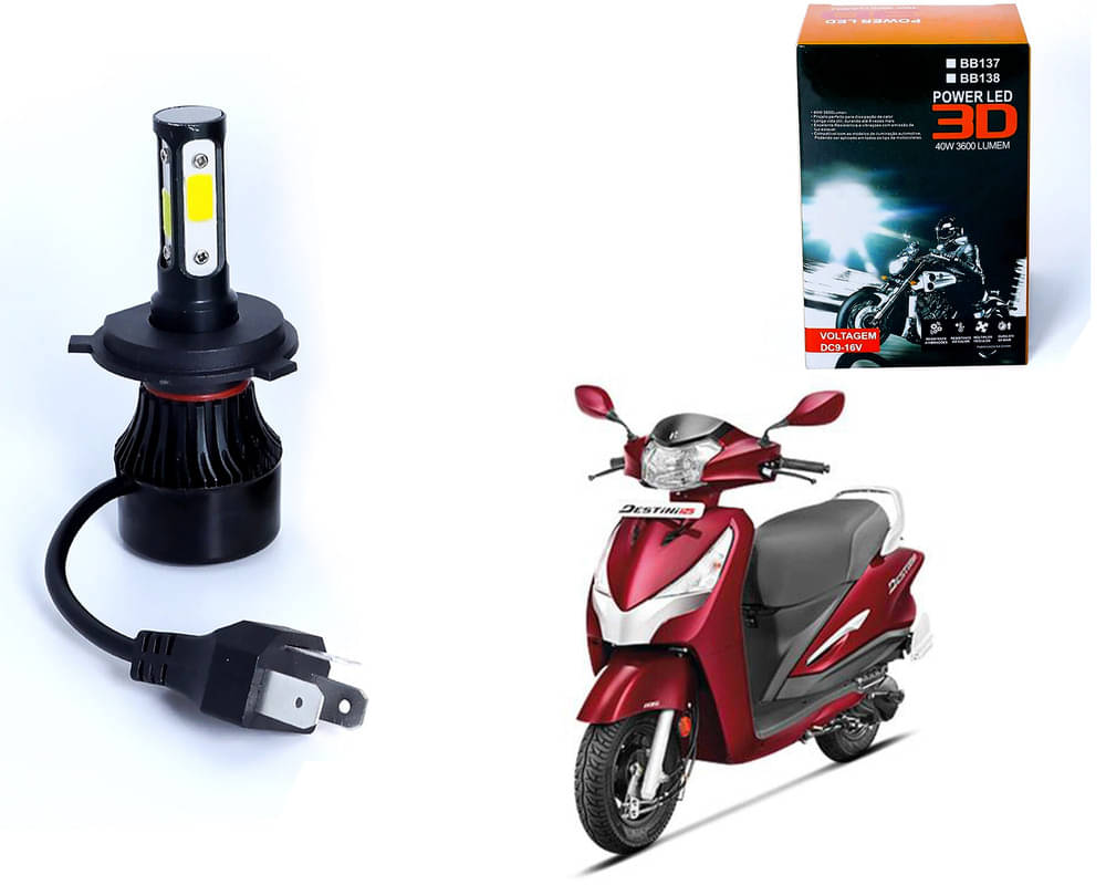     			M3 4 Side H4 LED Headlight Bulb with Cooling Fan Head Lamp Kit (40W, White) for Hero Destini 125