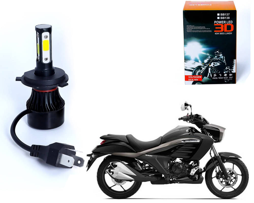     			M3 4 Side H4 LED Headlight Bulb with Cooling Fan Head Lamp Kit (40W, White)Suzuki Intruder 150 Fi