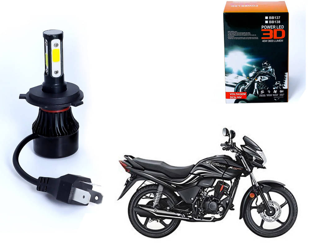     			M3 4 Side H4 LED Headlight Bulb with Cooling Fan Head Lamp Kit (40W, White)Hero Passion XPro 2018