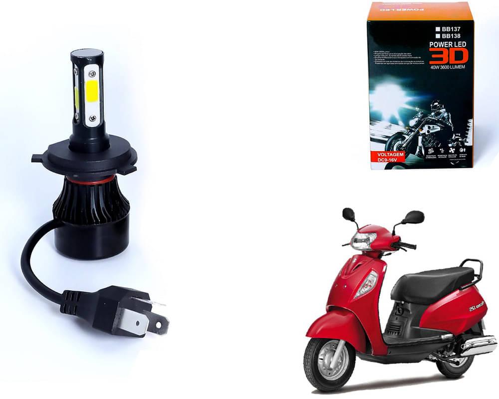     			M3 4 Side H4 LED Headlight Bulb with Cooling Fan Head Lamp Kit (40W, White) - Suzuki Access SE