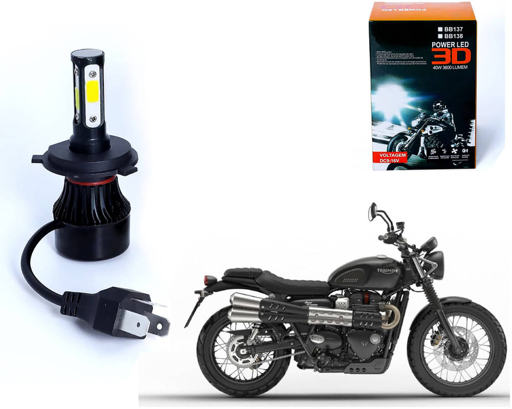     			M3 4 Side H4 LED Headlight Bulb with Cooling Fan Head Lamp Kit (40W, White)Triumph Street Scrambler