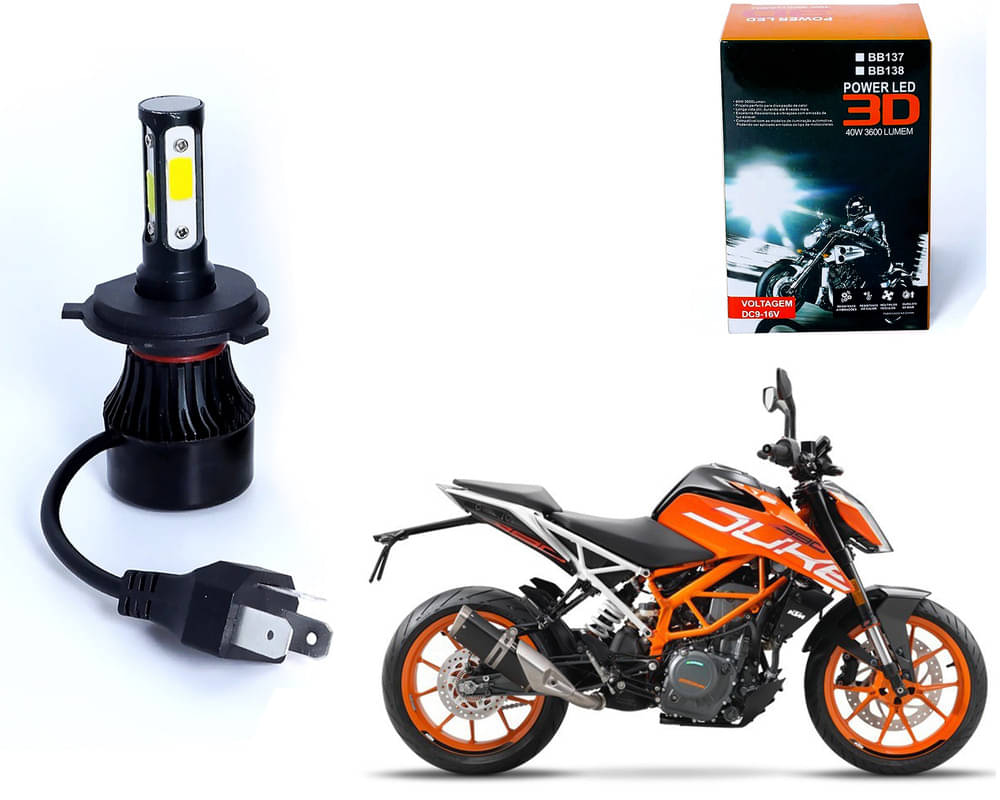     			M3 4 Side H4 LED Headlight Bulb with Cooling Fan Head Lamp Kit (40W, White)KTM 390 Duke