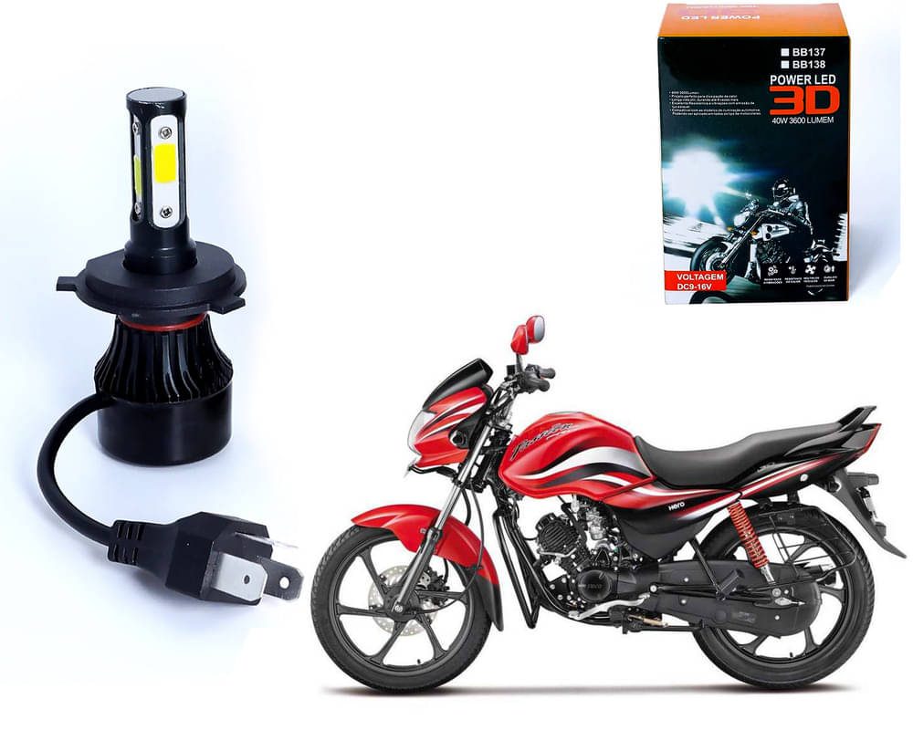     			M3 4 Side H4 LED Headlight Bulb with Cooling Fan Head Lamp Kit (40W, White)Hero Passion Pro 2018