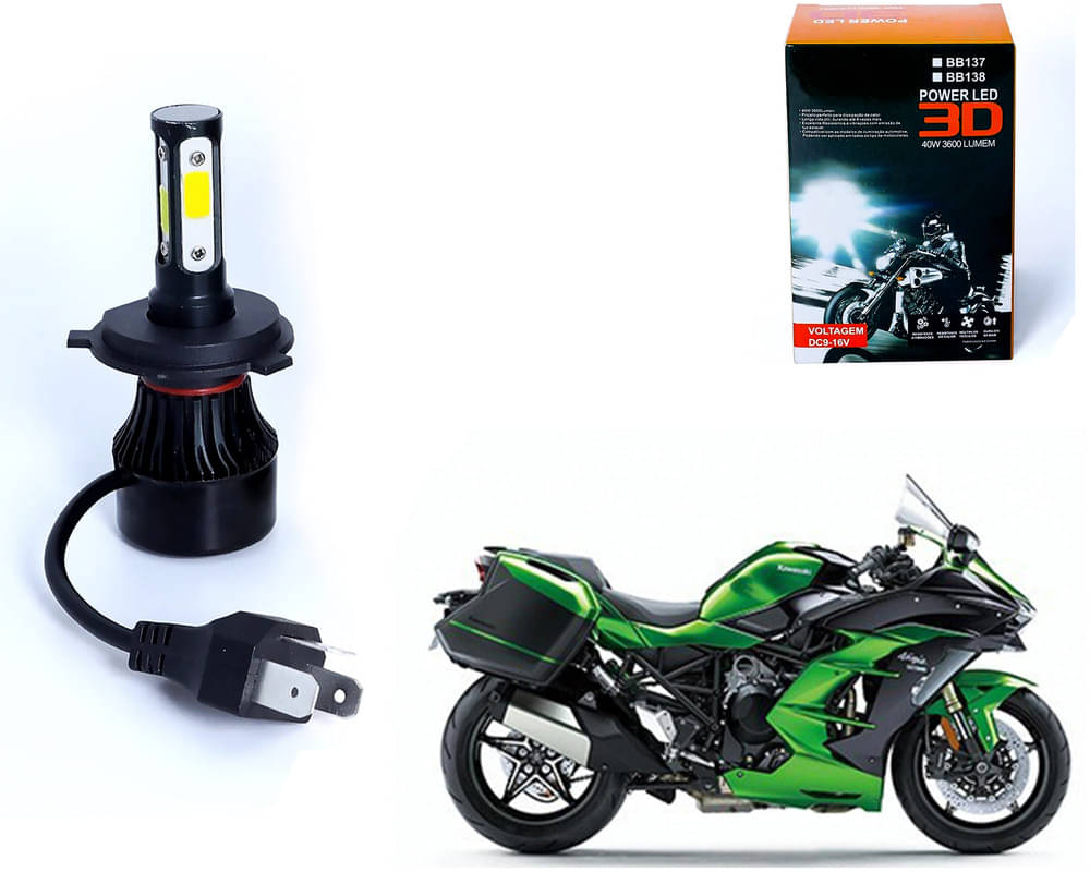     			M3 4 Side H4 LED Headlight Bulb with Cooling Fan Head Lamp Kit (40W, White)Kawasaki Ninja H2 SX SE