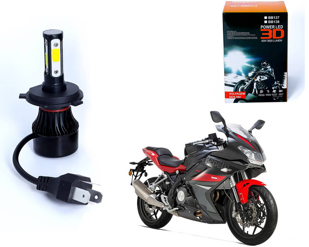     			M3 4 Side H4 LED Headlight Bulb with Cooling Fan Head Lamp Kit (40W, White)Benelli 302R