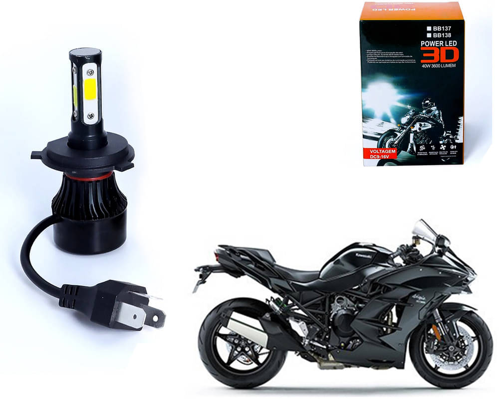     			M3 4 Side H4 LED Headlight Bulb with Cooling Fan Head Lamp Kit (40W, White)Kawasaki Ninja H2 SX