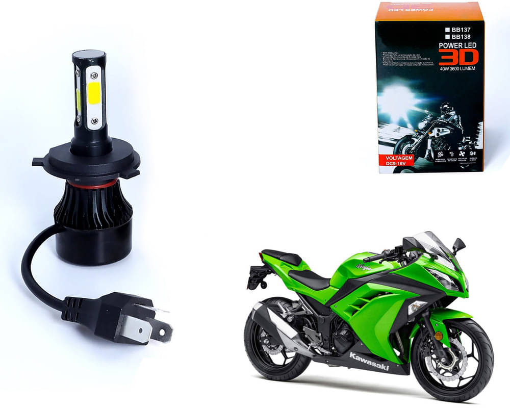     			M3 4 Side H4 LED Headlight Bulb with Cooling Fan Head Lamp Kit (40W, White) - Kawasaki Ninja 300