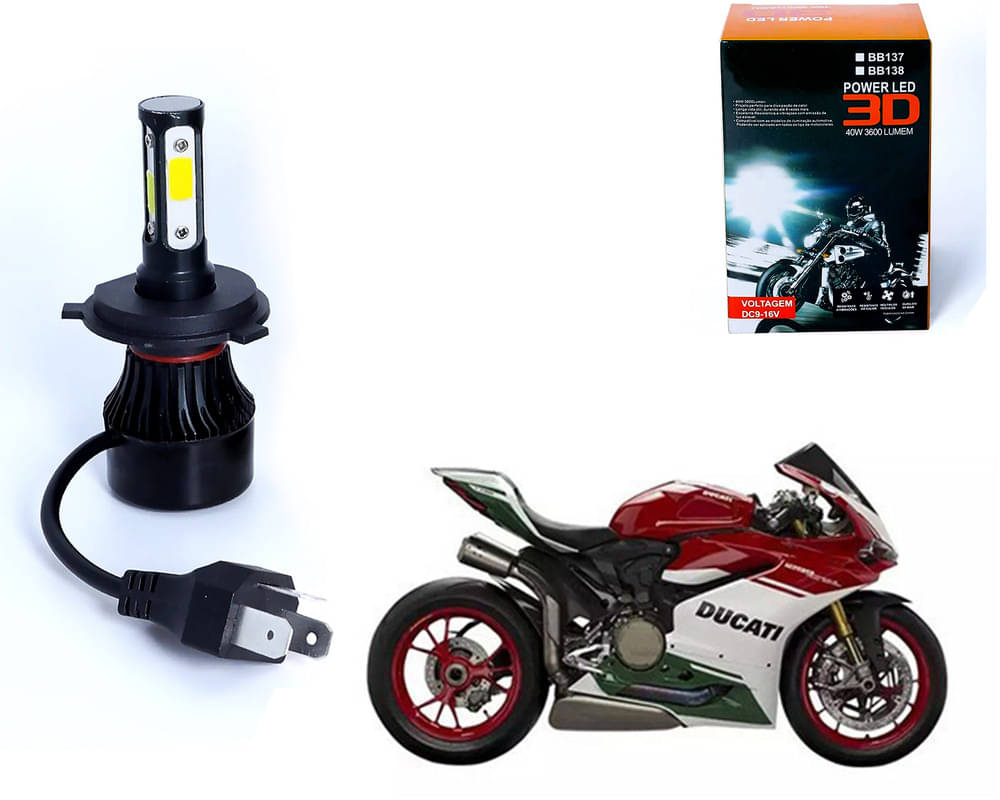     			M3 4 Side H4 LED Headlight Bulb with Cooling Fan Head Lamp Kit (40W, White) For -  Ducati 1299 Panigale R Final Edition