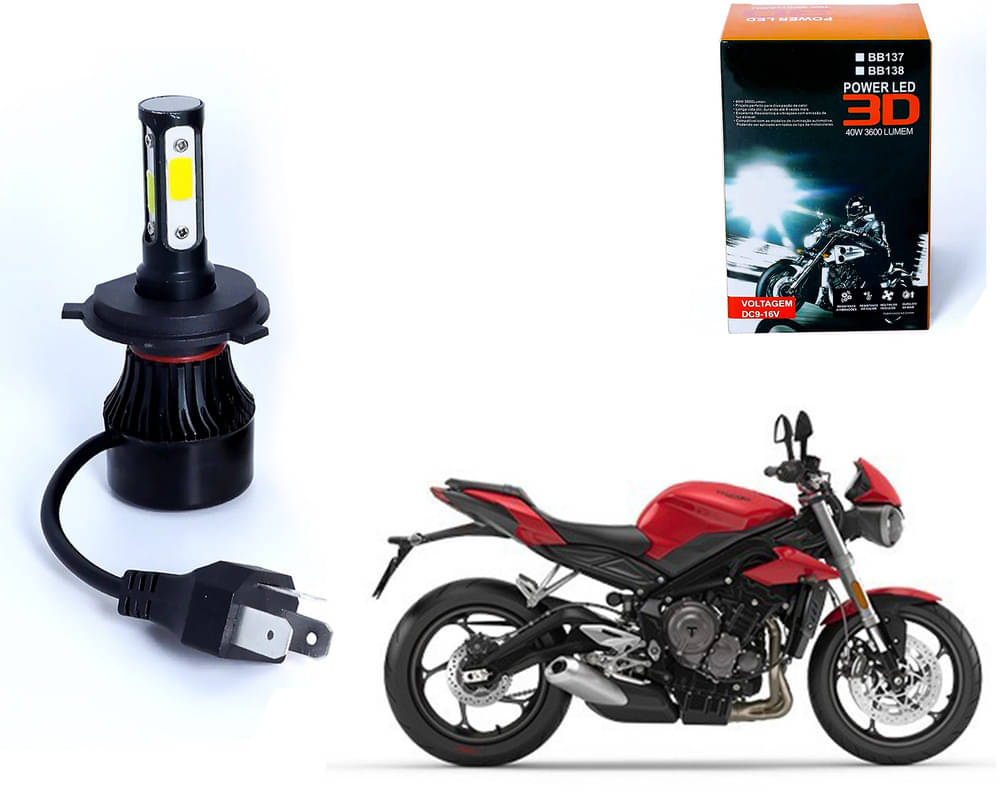     			M3 4 Side H4 LED Headlight Bulb with Cooling Fan Head Lamp Kit (40W, White)Triumph Street Triple 765