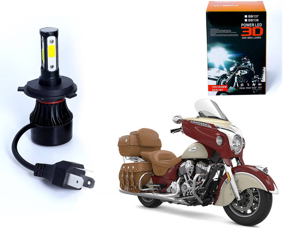     			M3 4 Side H4 LED Headlight Bulb with Cooling Fan Head Lamp Kit (40W, White)Indian Roadmaster Classic