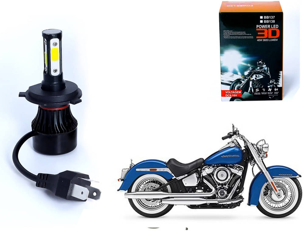     			M3 4 Side H4 LED Headlight Bulb with Cooling Fan Head Lamp Kit (40W, White)Harley-Davidson Deluxe