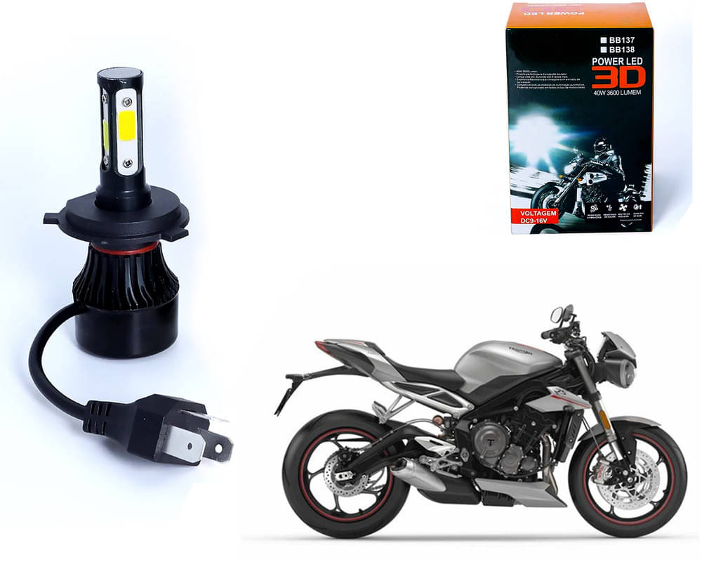     			M3 4 Side H4 LED Headlight Bulb with Cooling Fan Head Lamp Kit (40W, White)Triumph Street Triple RS