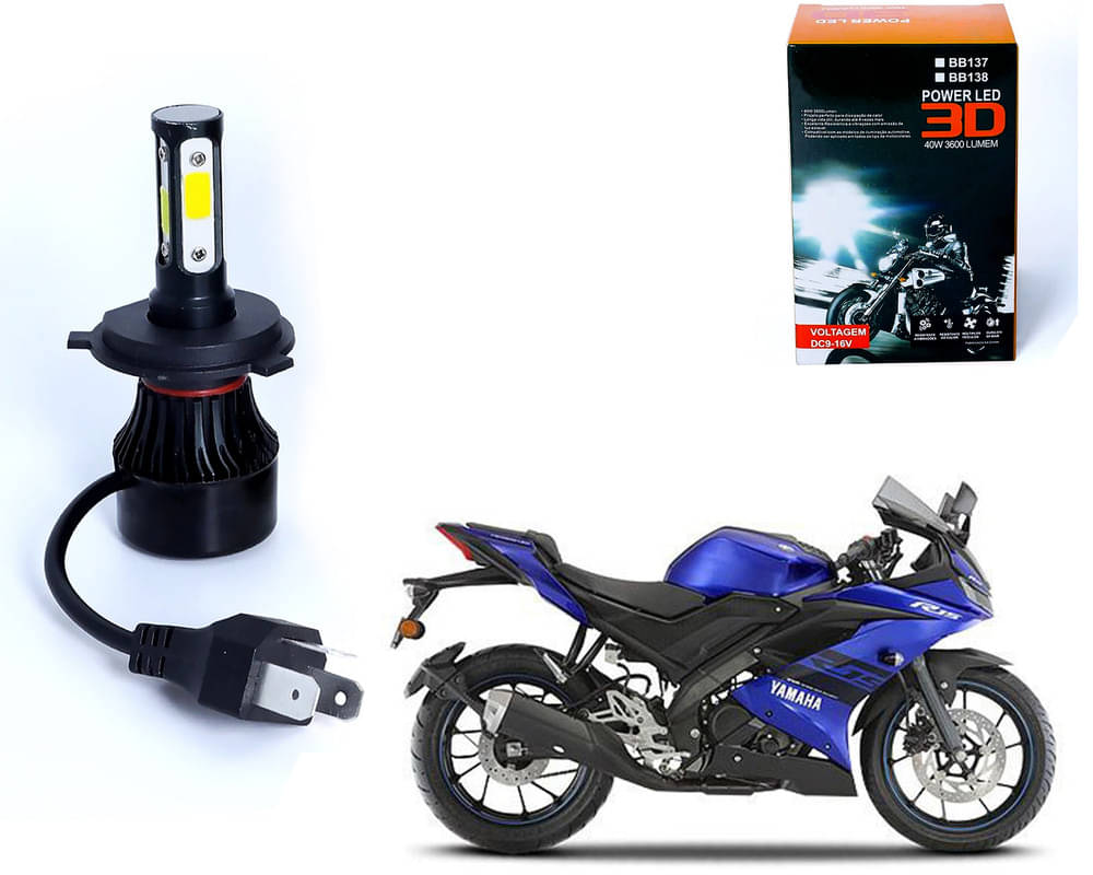     			M3 4 Side H4 LED Headlight Bulb with Cooling Fan Head Lamp Kit (40W, White)Yamaha YZF R15 V3