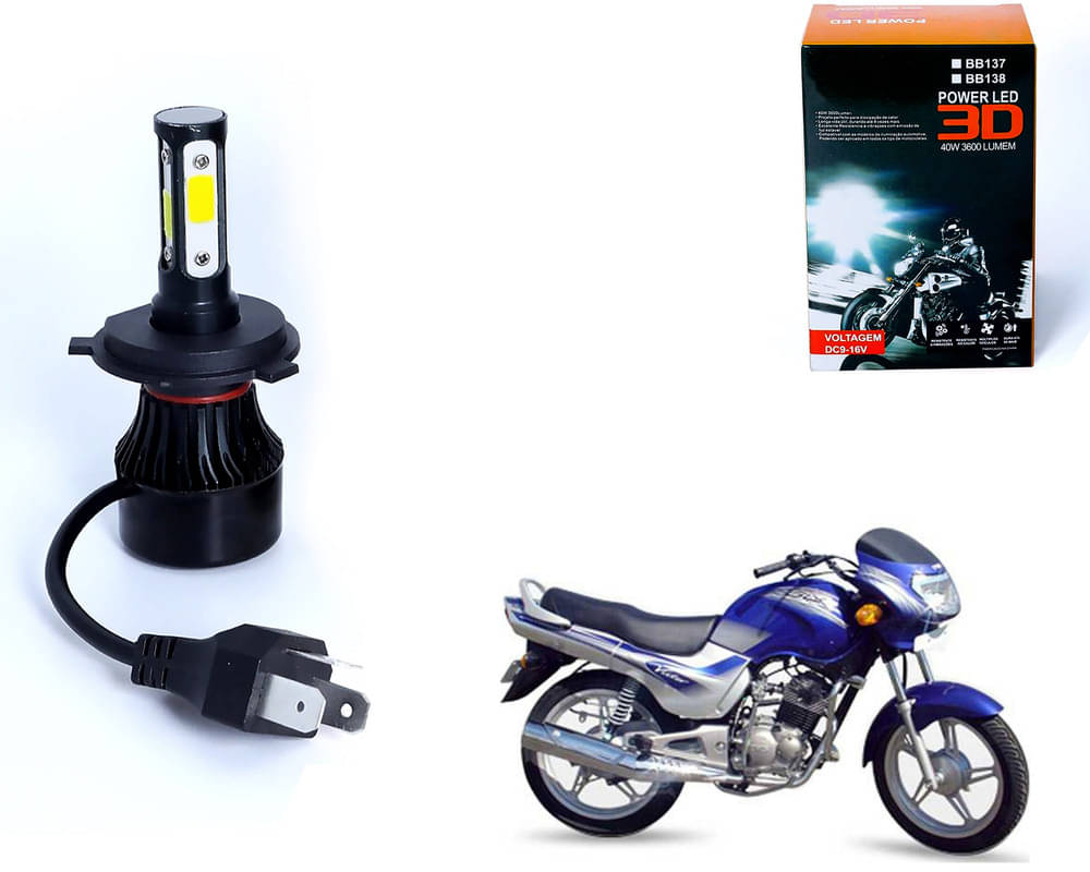     			M3 4 Side H4 LED Headlight Bulb with Cooling Fan Head Lamp Kit (40W, White) For - TVS Victor GLX