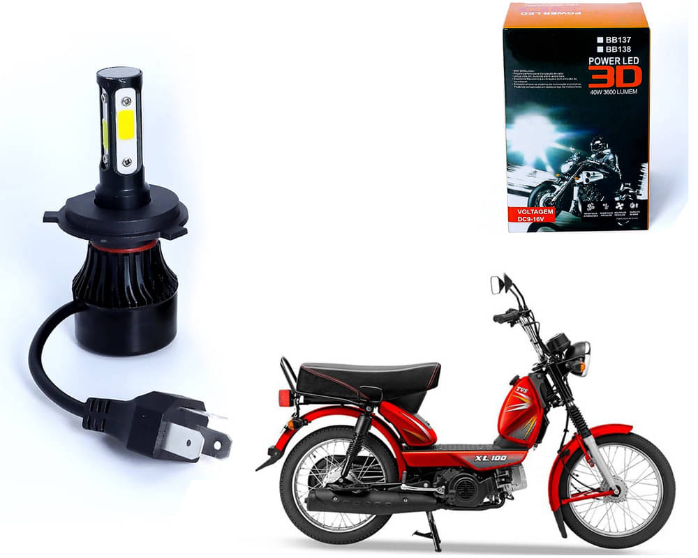     			M3 4 Side H4 LED Headlight Bulb with Cooling Fan Head Lamp Kit (40W, White)TVS XL 100 Comfort