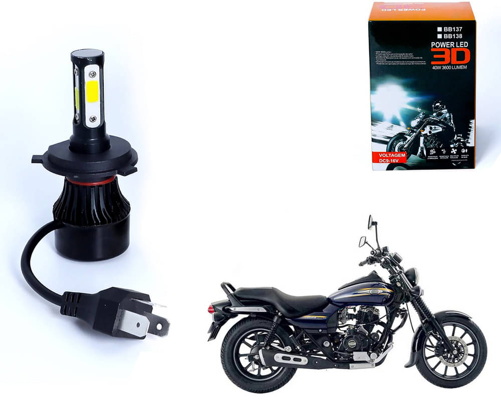     			M3 4 Side H4 LED Headlight Bulb with Cooling Fan Head Lamp Kit (40W, White) - Avenger 150 Street