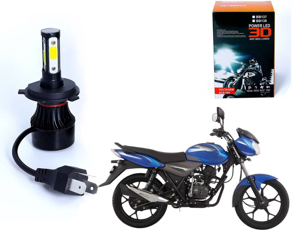    			M3 4 Side H4 LED Headlight Bulb with Cooling Fan Head Lamp Kit (40W, White)Bajaj Discover 110