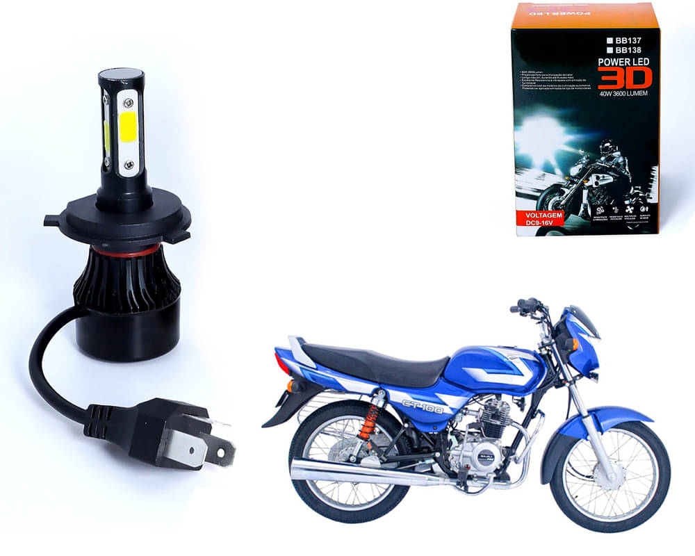     			M3 4 Side H4 LED Headlight Bulb with Cooling Fan Head Lamp Kit (40W, White) For - CT 100