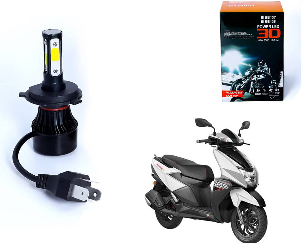     			M3 4 Side H4 LED Headlight Bulb with Cooling Fan Head Lamp Kit (40W, White)TVS Ntorq 125