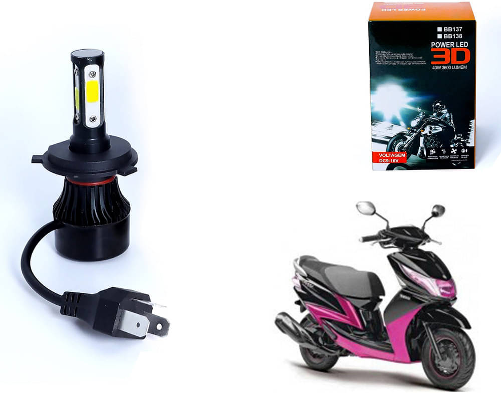     			M3 4 Side H4 LED Headlight Bulb with Cooling Fan Head Lamp Kit (40W, White) For - Yamaha Ray