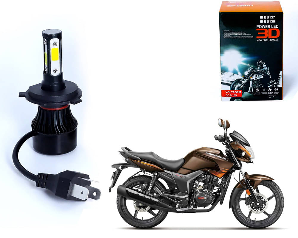     			M3 4 Side H4 LED Headlight Bulb with Cooling Fan Head Lamp Kit (40W, White) For - Hunk