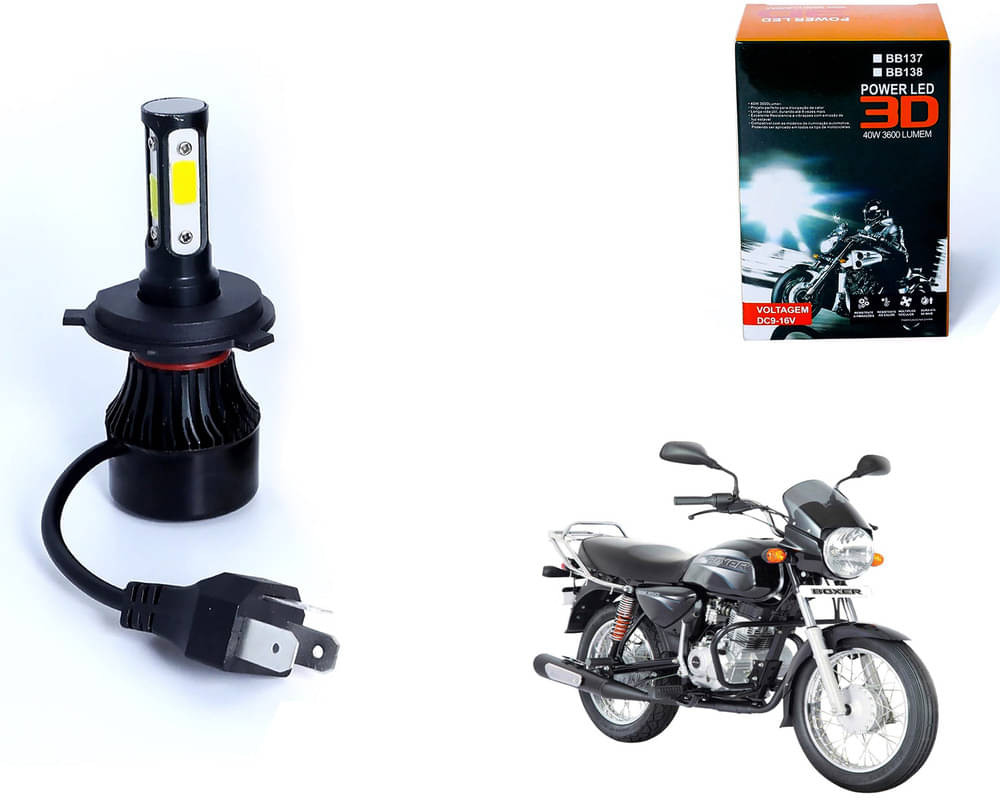     			M3 4 Side H4 LED Headlight Bulb with Cooling Fan Head Lamp Kit (40W, White) For - Boxer