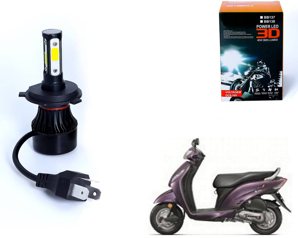    			M3 4 Side H4 LED Headlight Bulb with Cooling Fan Head Lamp Kit (40W, White) For - Activa i