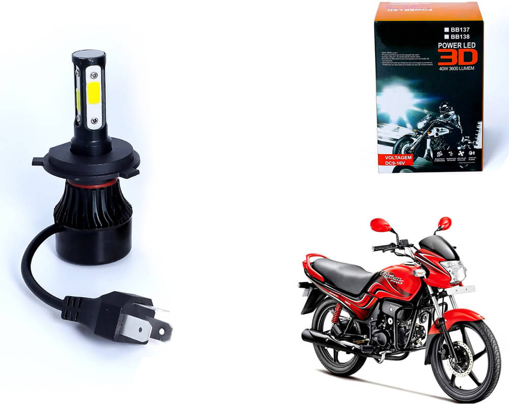     			M3 4 Side H4 LED Headlight Bulb with Cooling Fan Head Lamp Kit (40W, White) For - Passion Xpro