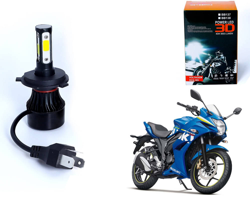     			M3 4 Side H4 LED Headlight Bulb with Cooling Fan Head Lamp Kit (40W, White) - Suzuki Gixxer SF