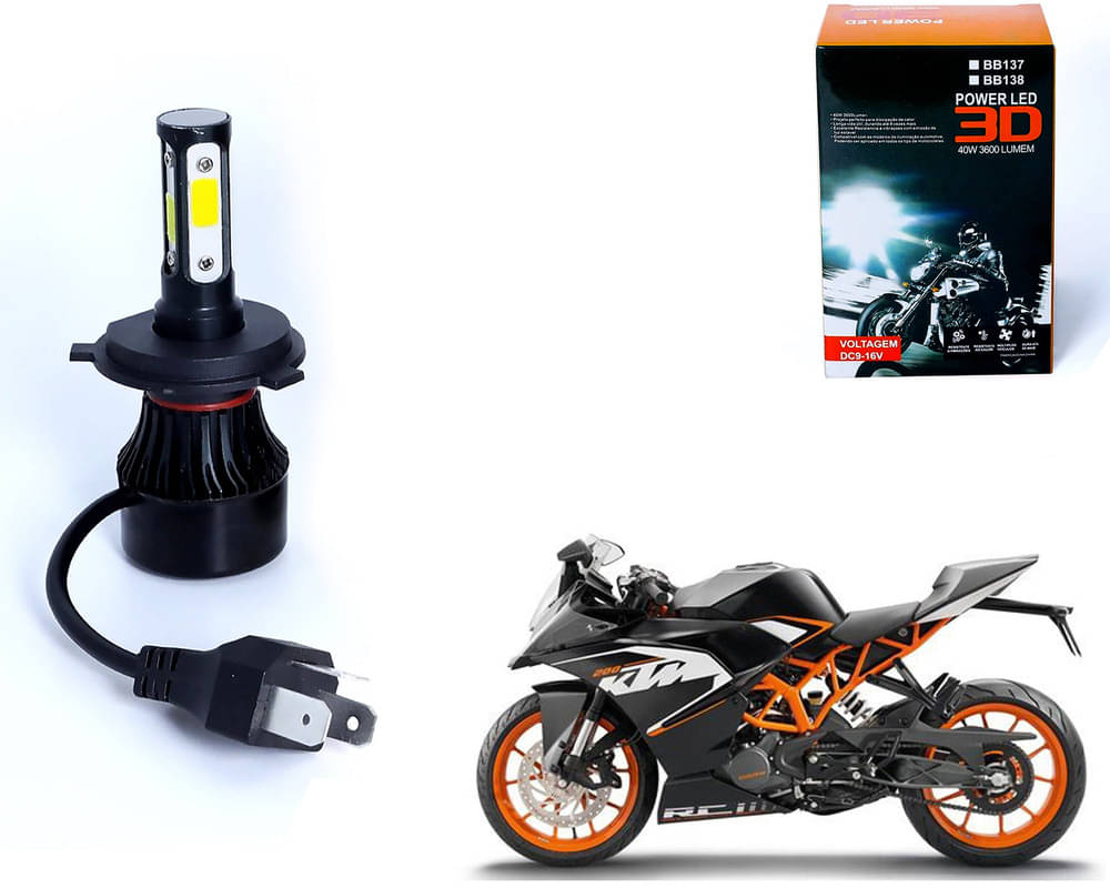     			M3 4 Side H4 LED Headlight Bulb with Cooling Fan Head Lamp Kit (40W, White) For - KTM Duke 200