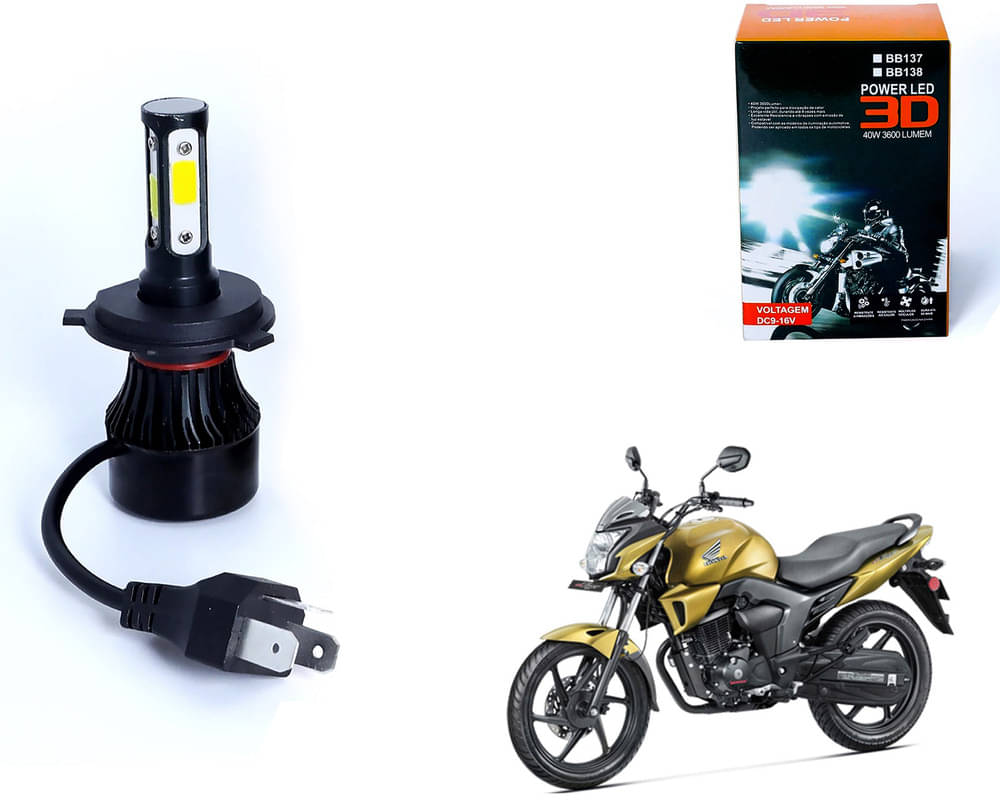     			M3 4 Side H4 LED Headlight Bulb with Cooling Fan Head Lamp Kit (40W, White) For - CB Trigger