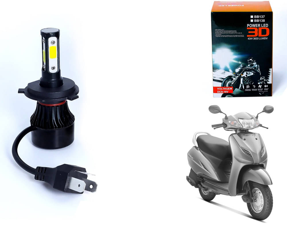    			M3 4 Side H4 LED Headlight Bulb with Cooling Fan Head Lamp Kit (40W, White) For - Activa 3G
