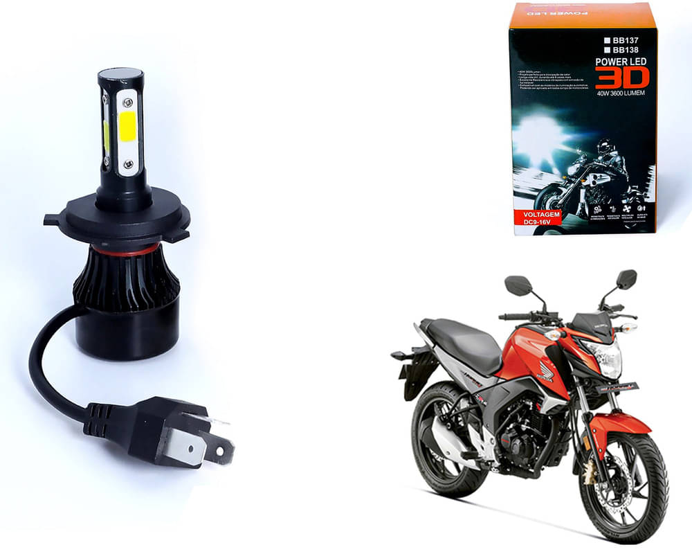     			M3 4 Side H4 LED Headlight Bulb with Cooling Fan Head Lamp Kit (40W, White) For - CB Hornet 160R