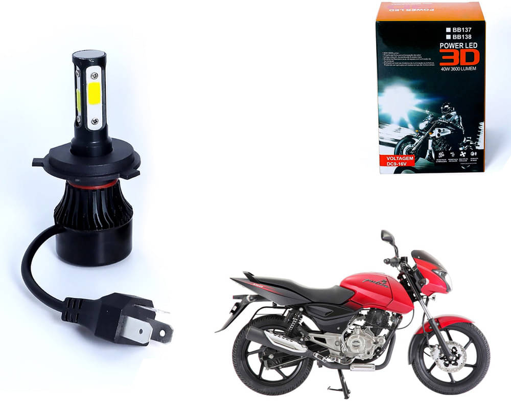     			M3 4 Side H4 LED Headlight Bulb with Cooling Fan Head Lamp Kit (40W, White) For - Pulsar 150