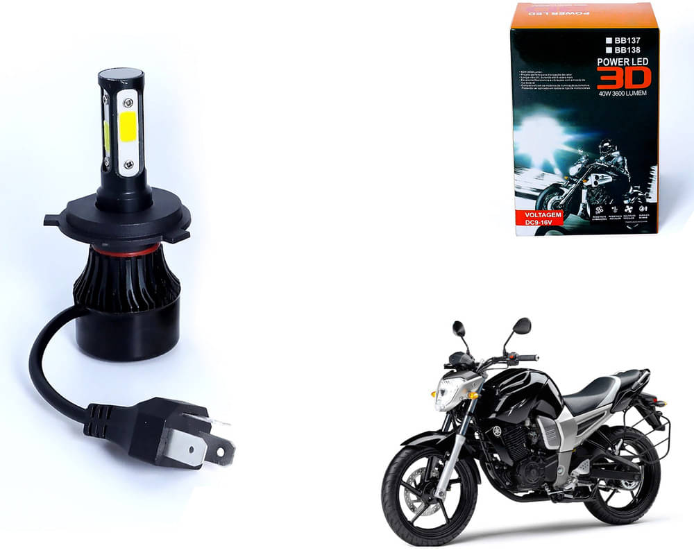     			M3 4 Side H4 LED Headlight Bulb with Cooling Fan Head Lamp Kit (40W, White) For - Yamaha FZ 16