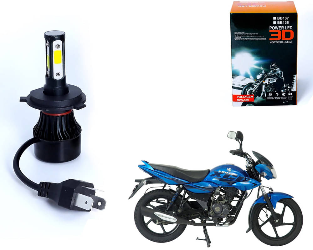     			M3 4 Side H4 LED Headlight Bulb with Cooling Fan Head Lamp Kit (40W, White) For - XCD 125cc