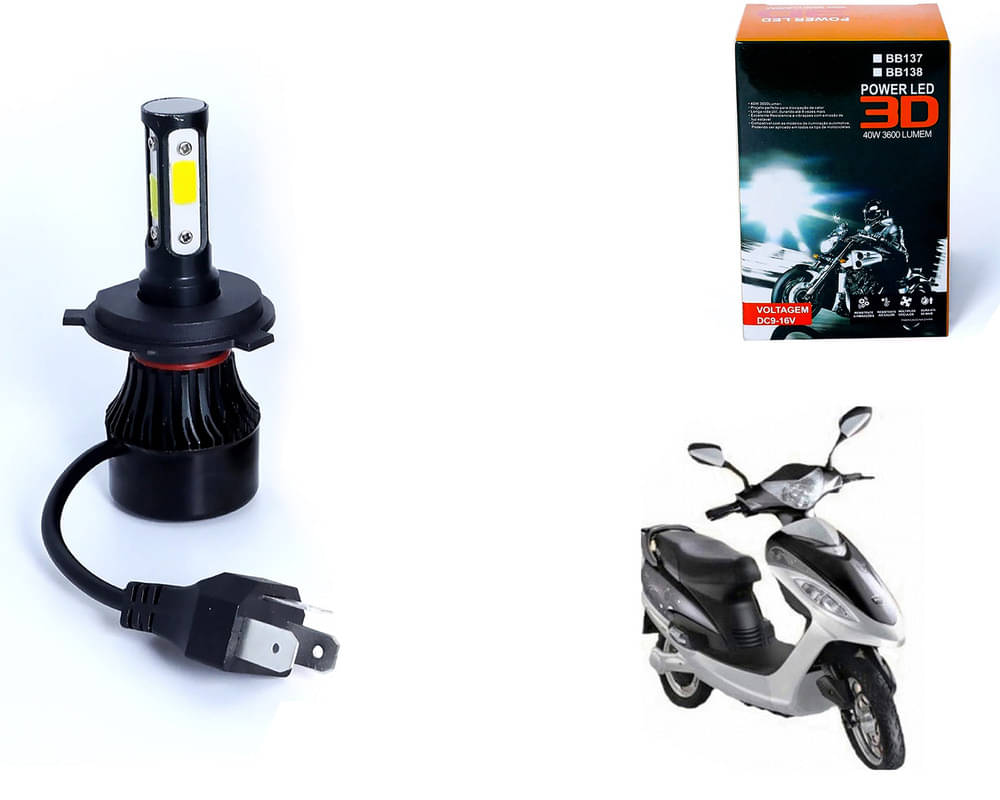     			M3 4 Side H4 LED Headlight Bulb with Cooling Fan Head Lamp Kit (40W, White) - BSA Motors Diva